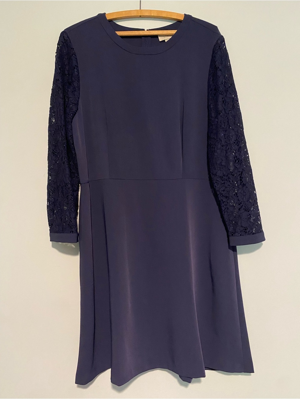 LOFT Outlet Navy Blue Lace Sleeve Fit & Flare Dress Size 14 Cocktail Party